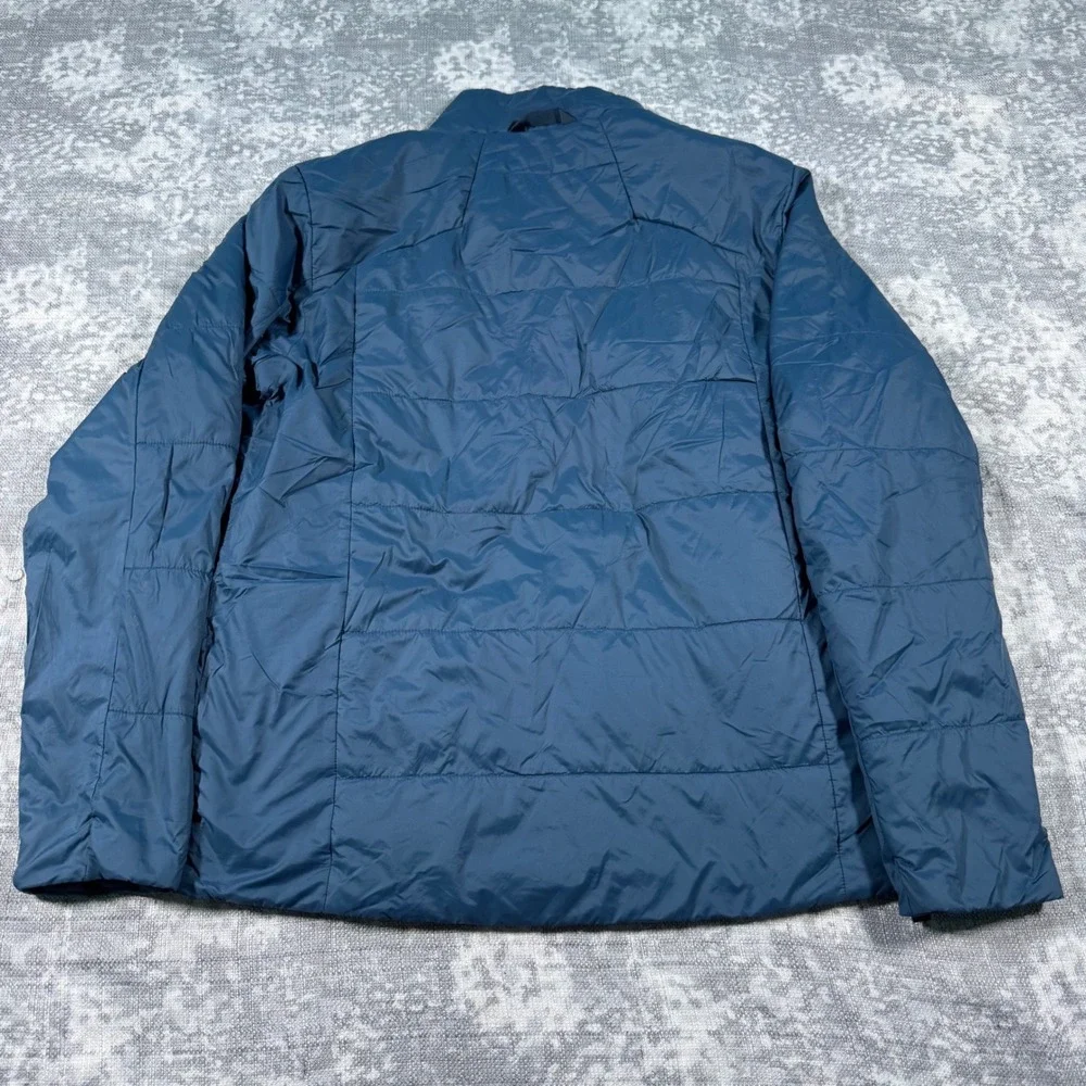 The North Face Puffer Jacket Mens Medium Blue Insulated Full Zip Quilted Coat